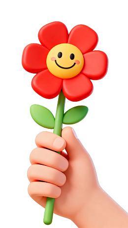 卡通手握笑脸花朵图片