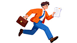 商务人士奔跑携带公文包