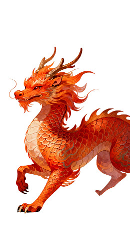 橙色火焰龙动态形象图片