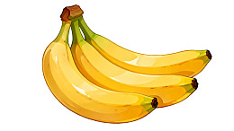 三根黄色香蕉的插画图片