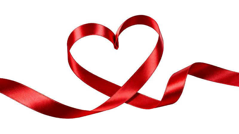 红色丝带心形图案图片