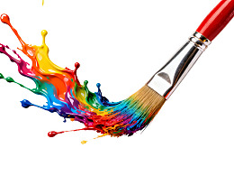 画笔喷溅彩虹色颜料图片