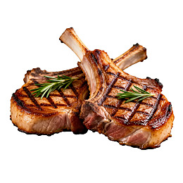 两块烤制羊排配迷迭香