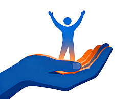 手掌托举欢呼人物剪影