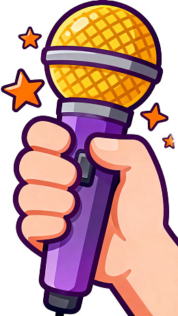 卡通手握麦克风唱歌图片