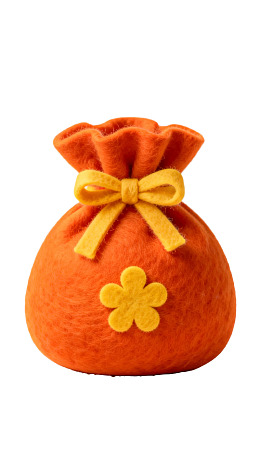 橙色布袋配黄色花朵蝴蝶结