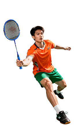 羽毛球运动员挥拍瞬间