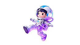 卡通宇航员漂浮于白色背景