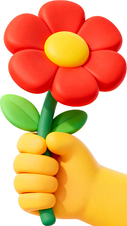 卡通手握红色花朵图片