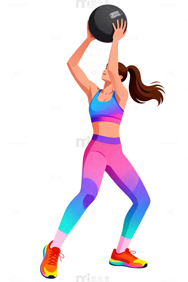 彩色运动女孩插画37