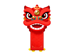 红色舞狮头卡通形象图片