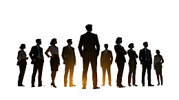 商务人士剪影排列站立