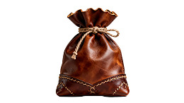 棕色皮革束口袋图片