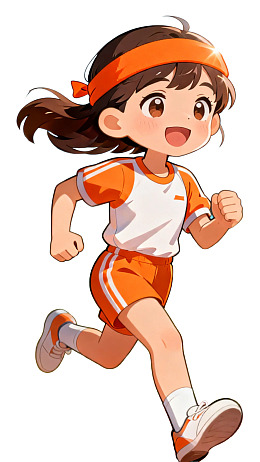 卡通女孩奔跑运动图片