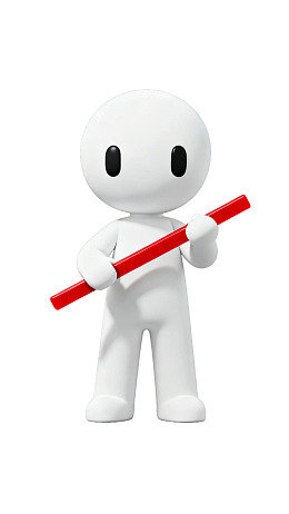 白色小人手持红色长条物