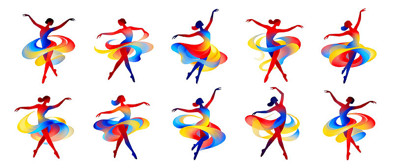 多彩舞者剪影艺术图案