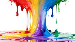 多彩颜料流淌交汇图片