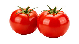 两个鲜红番茄特写图片
