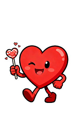 卡通爱心手持棒棒糖行走