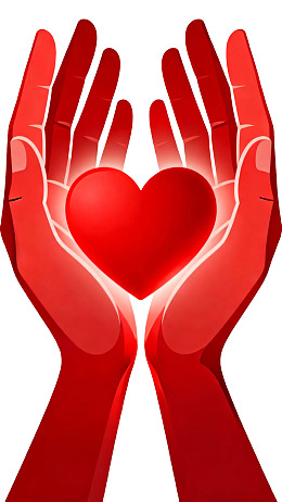 双手捧心象征关爱与温暖