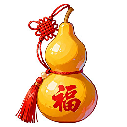 金色葫芦挂饰写有福字
