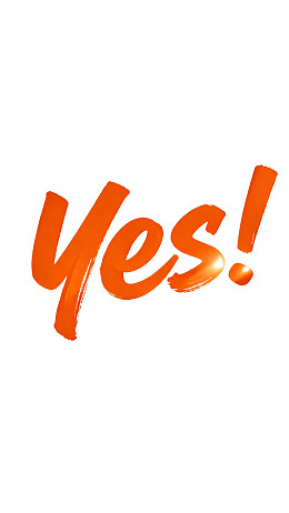 橙色手写体“Yes!”文字特写