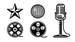 黑白复古音乐影视图标集