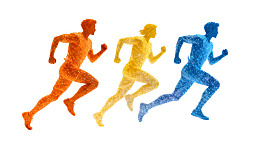 三色奔跑人物剪影图片