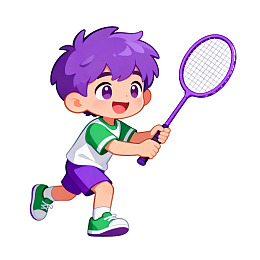 卡通男孩打羽毛球图片