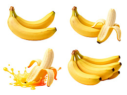 四组不同状态的香蕉展示