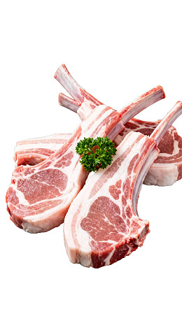 新鲜羊排配香草装饰图片