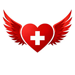 红色心形翅膀医疗标志