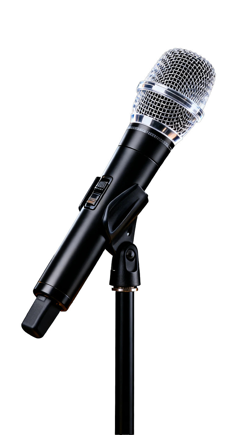 黑色麦克风置于支架上