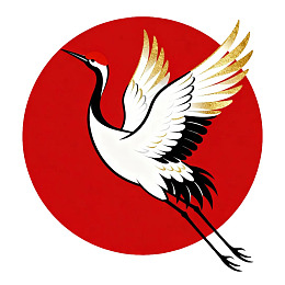 红日背景下的飞鹤图案