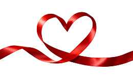 红色丝带心形图案图片