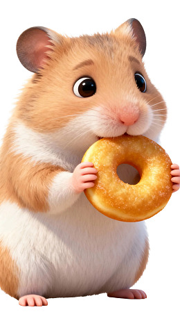 卡通仓鼠吃甜甜圈图片