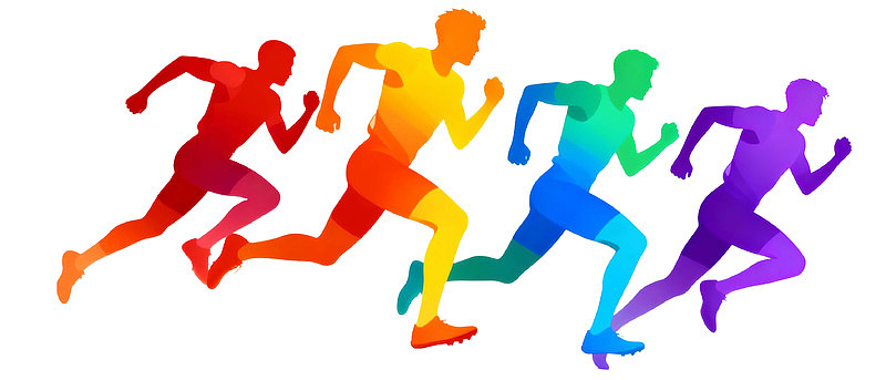 彩色渐变跑步者剪影图片