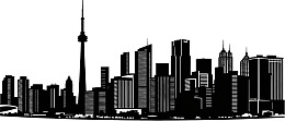 多伦多城市天际线黑白剪影