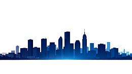 蓝色城市天际线剪影图片