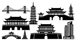 中国传统建筑与现代桥梁剪影集