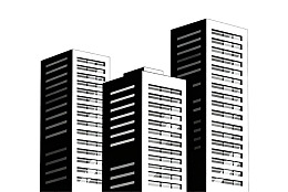 黑白风格高楼建筑插画
