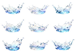 九个蓝色水花皇冠图案