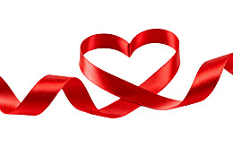 红色丝带心形装饰图片