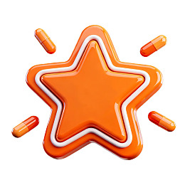 橙色五角星与药丸图案