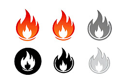 六种风格火焰图标集合