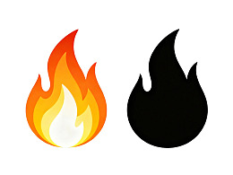 火焰与火焰剪影对比图