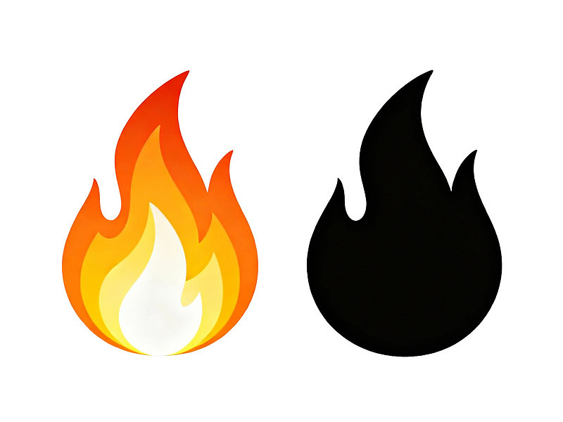 火焰与火焰剪影对比图