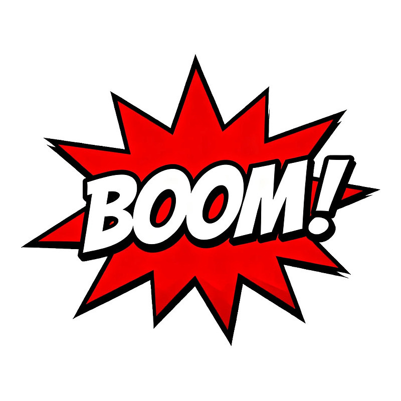 红色爆炸形漫画文字‘BOOM’