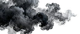 黑色烟雾在白色背景中飘散