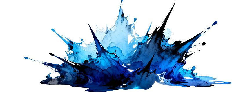 蓝色墨水飞溅的动态艺术画面